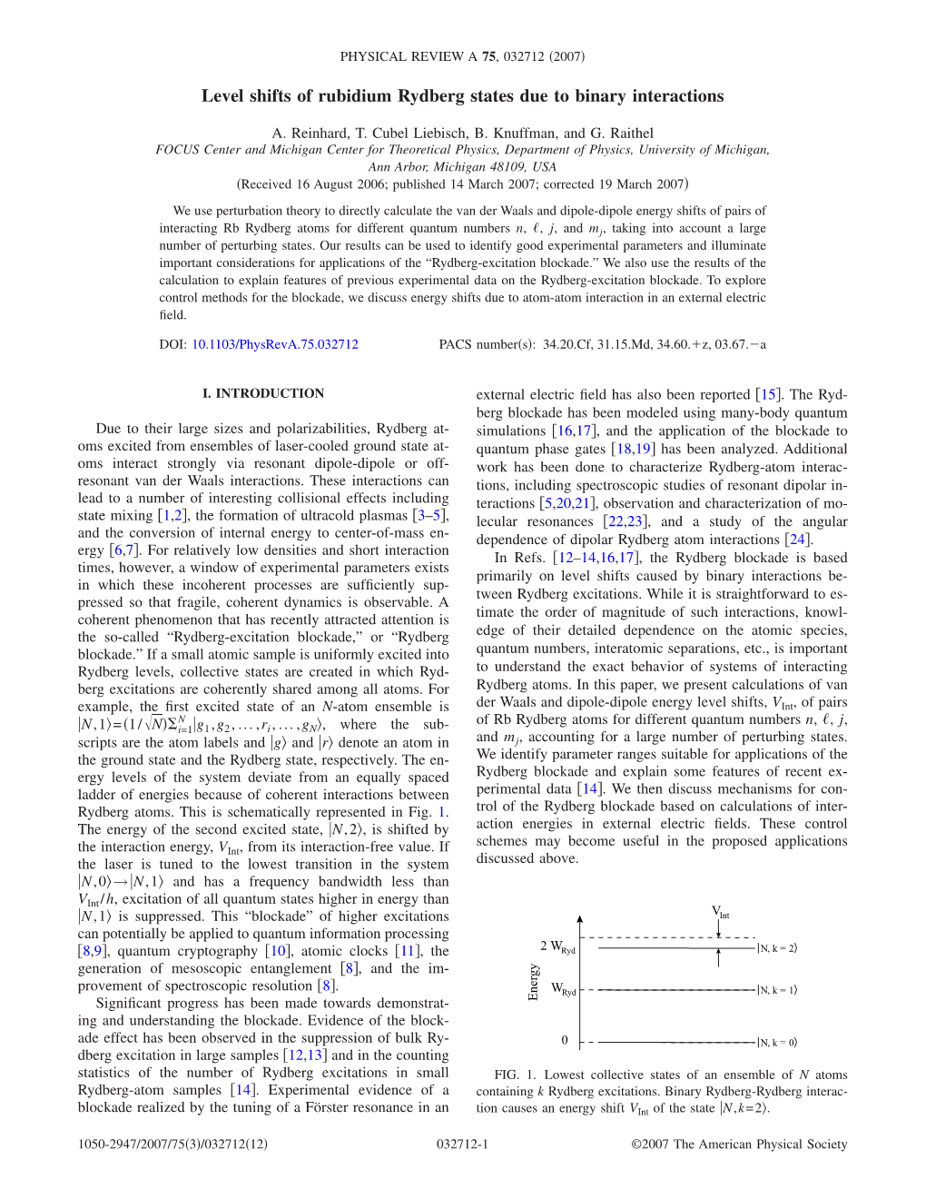 Level Shifts of Rubidium Rydberg States Due to Binary Interactions