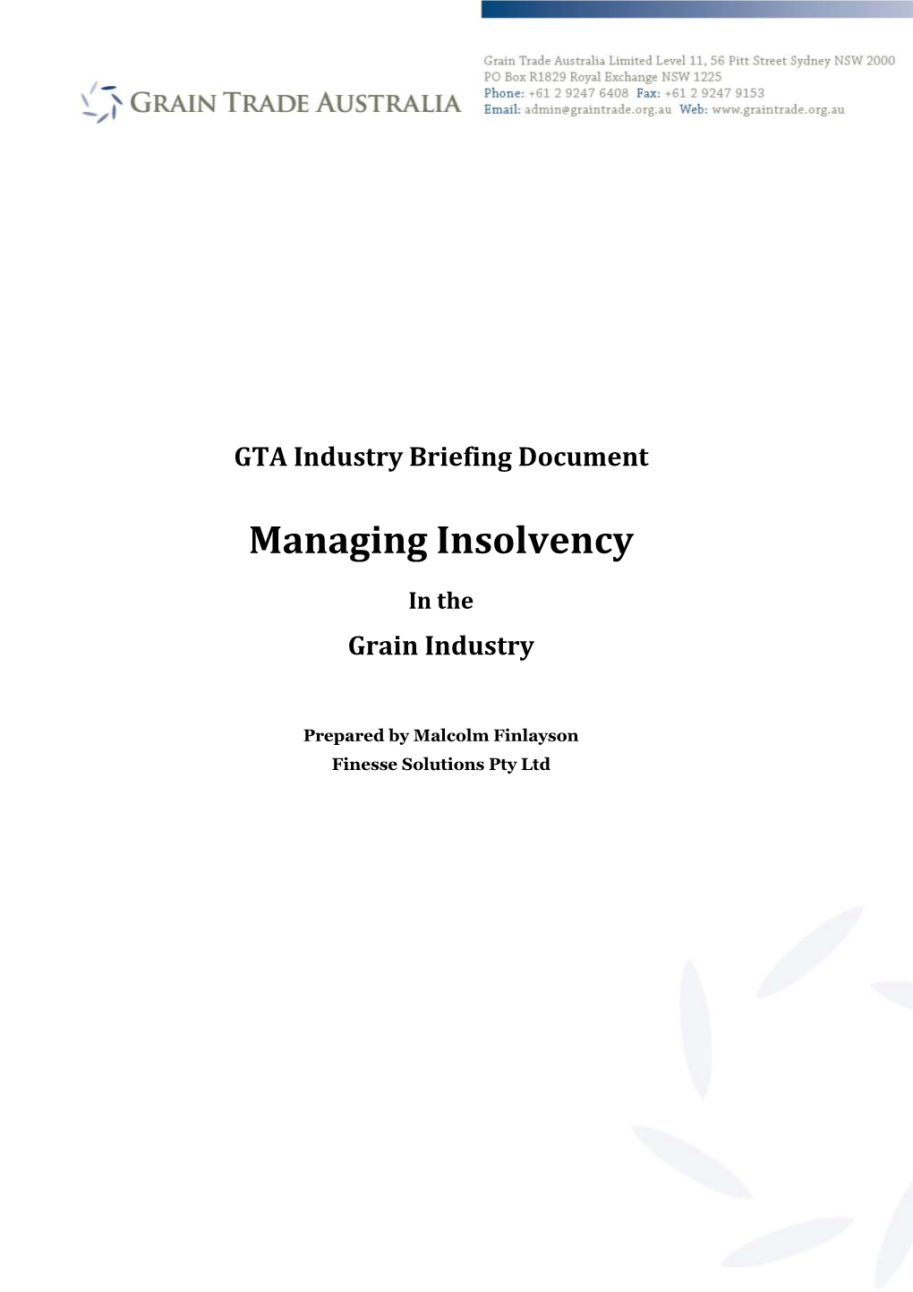 GTA Industry Briefing Document