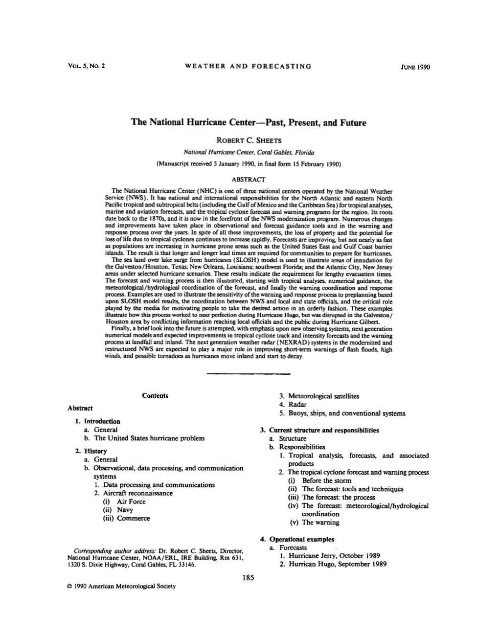 The National Hurricane Center-Past, Present, and Future