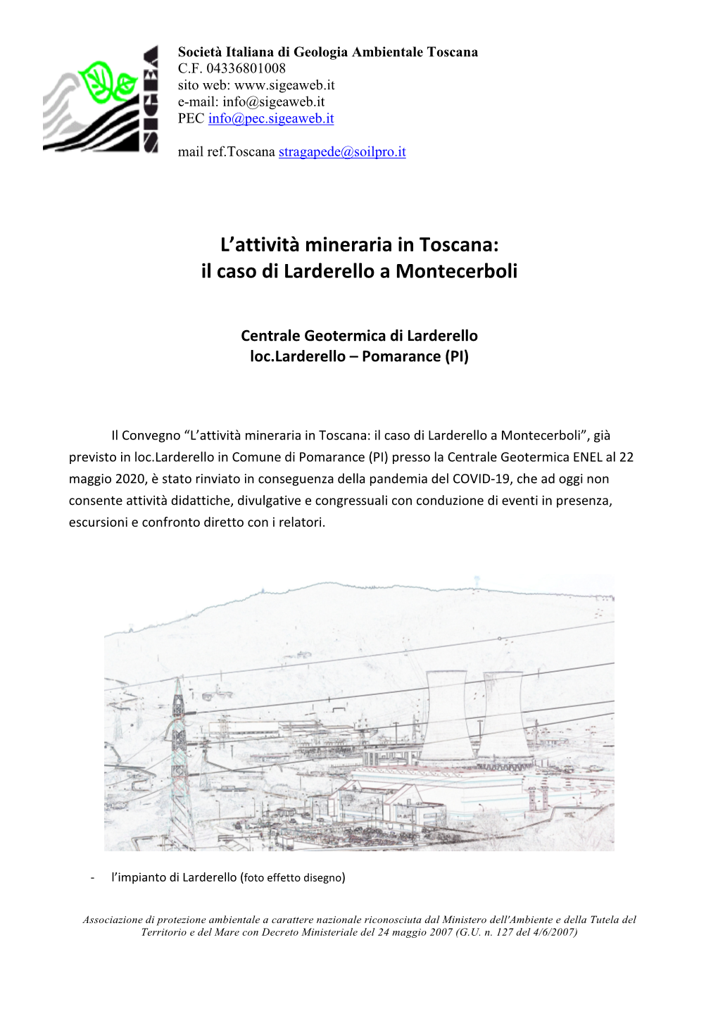 L'attività Mineraria in Toscana: Il Caso Di Larderello a Montecerboli