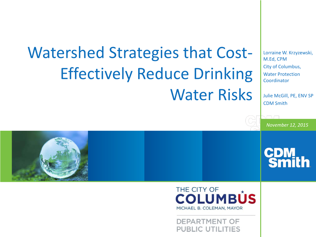 Watershed Strategies That Cost- Effectively Reduce Drinking Water