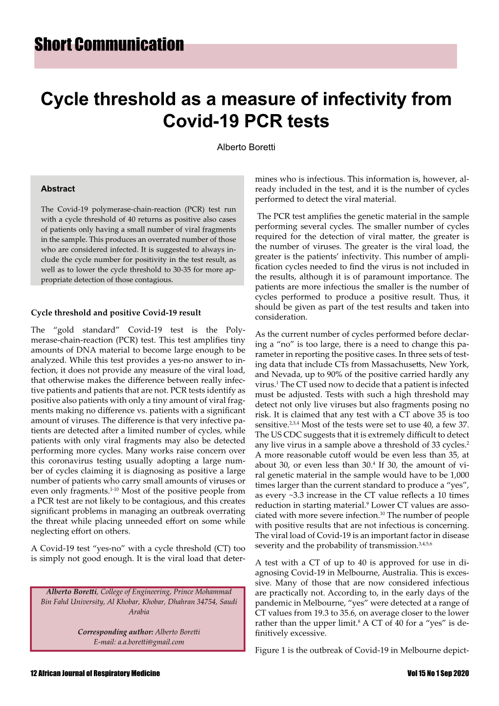 Cycle Threshold As a Measure of Infectivity from Covid-19 PCR Tests