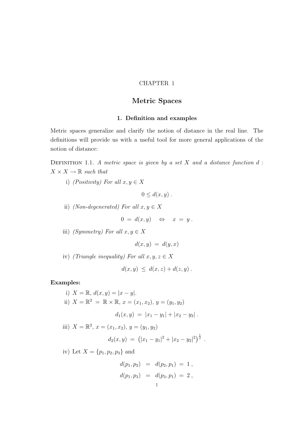 Metric Spaces