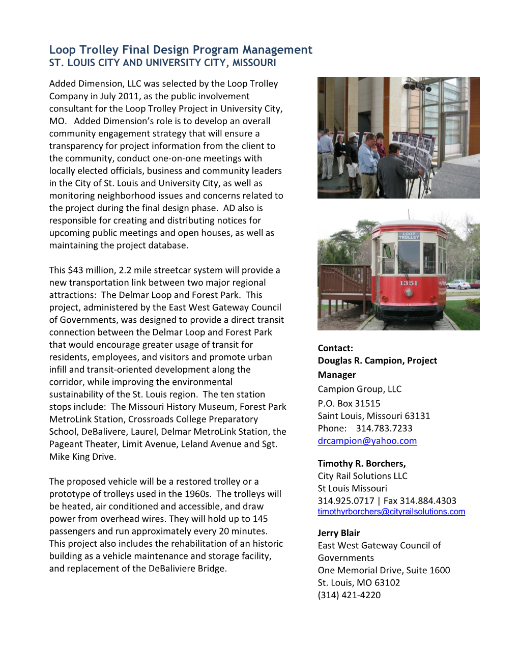 Loop Trolley Final Design Program Management ST