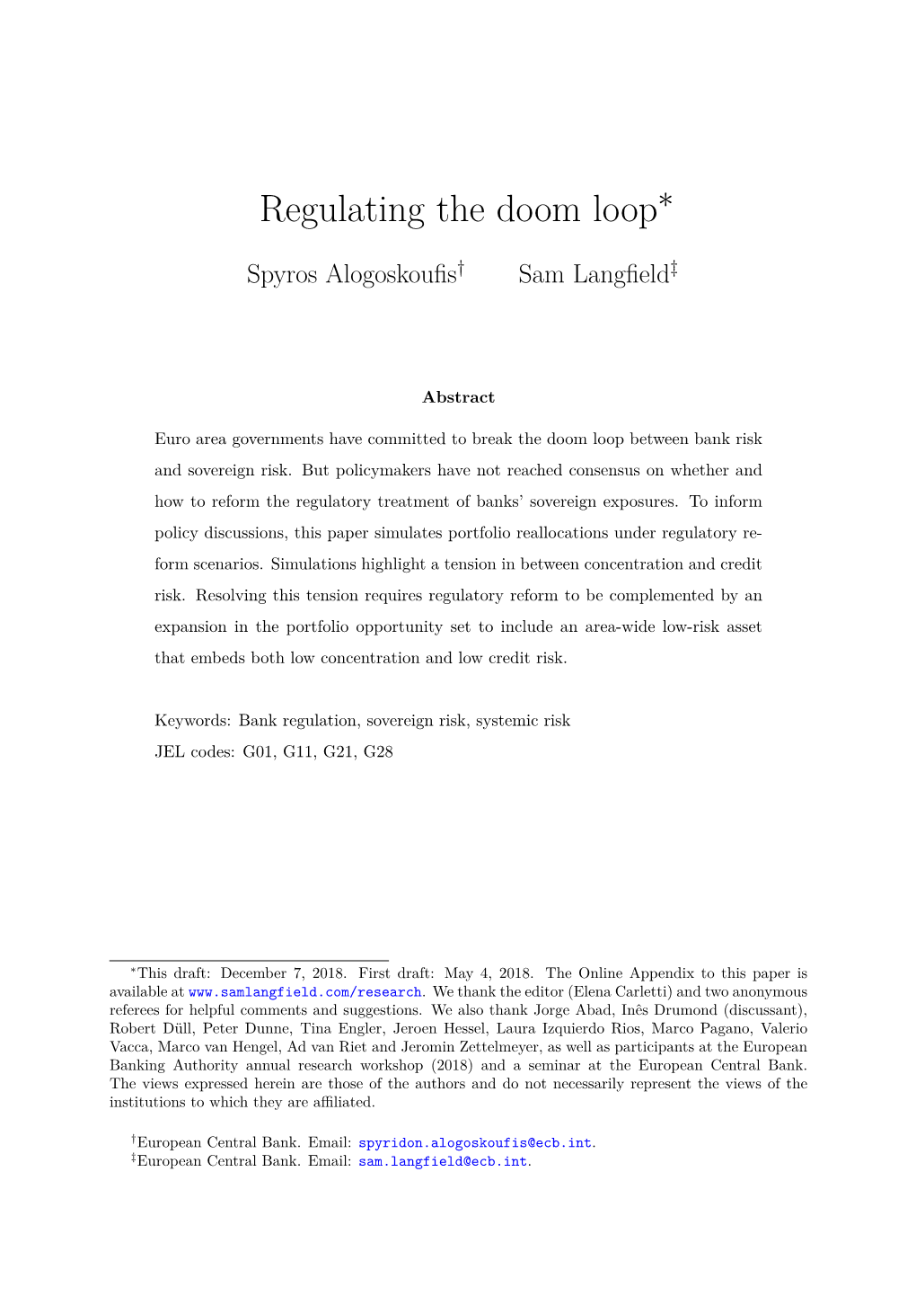 Regulating the Doom Loop∗