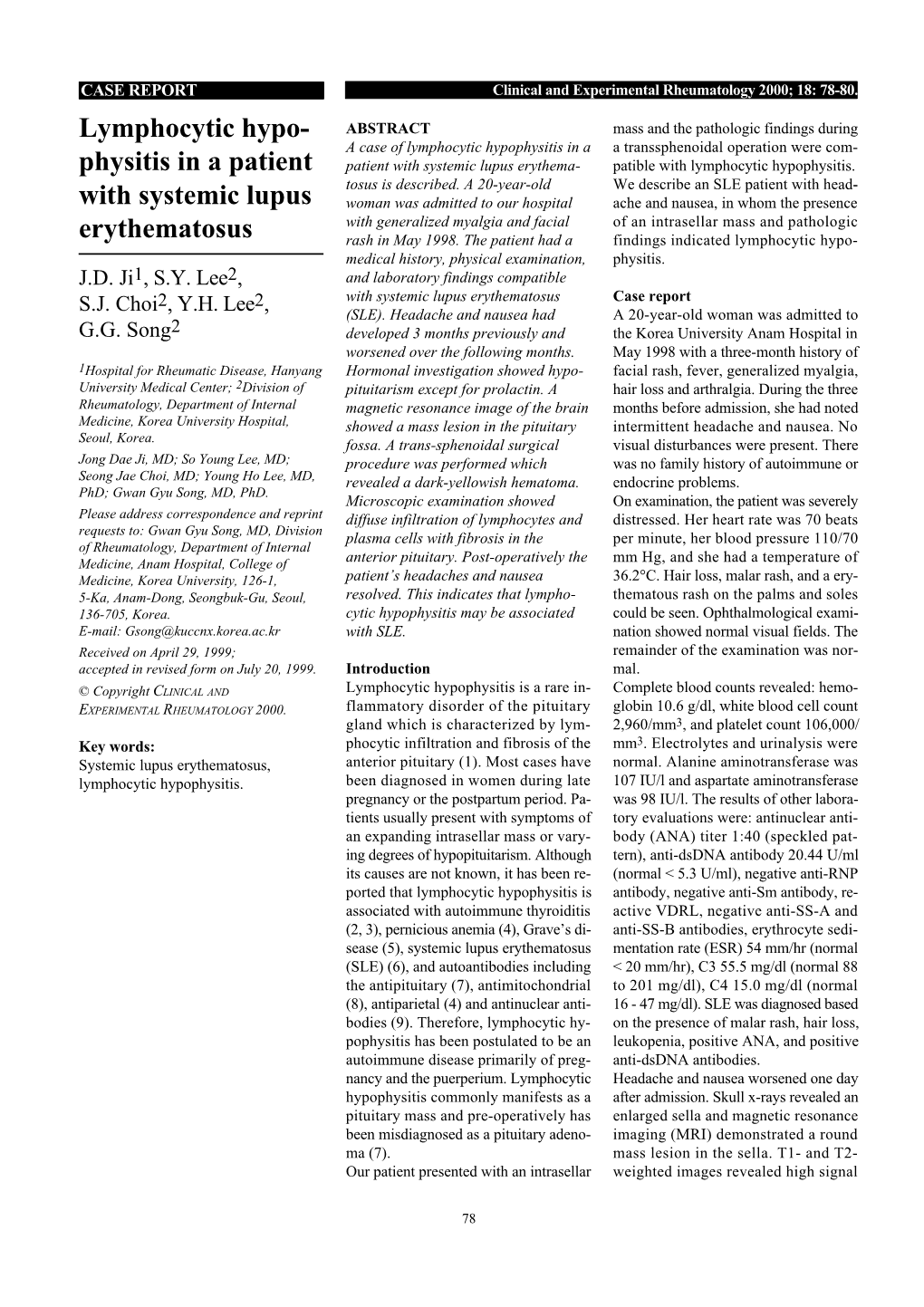 Lymphocytic Hypo- Physitis in a Patient with Systemic Lupus Erythematosus