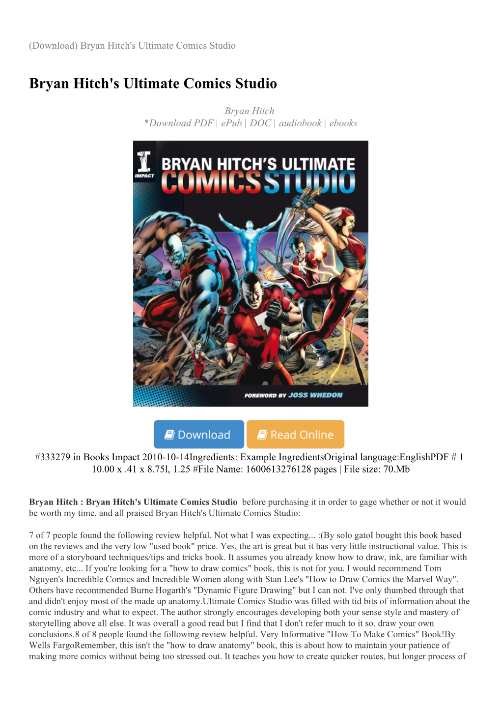 Bryan Hitch's Ultimate Comics Studio