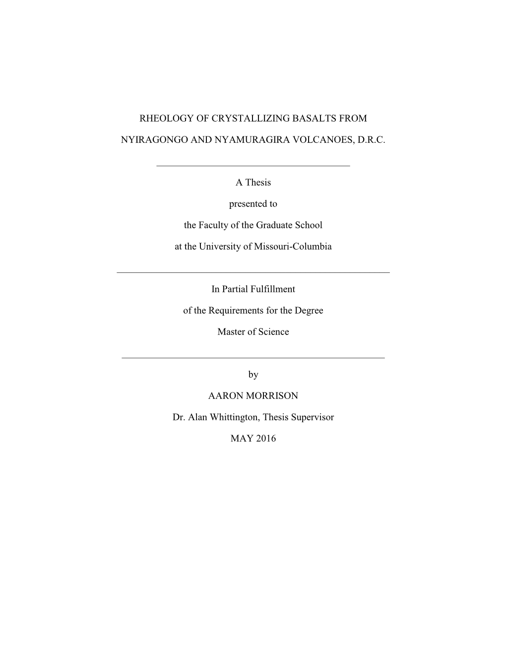 Rheology of Crystallizing Basalts from Nyiragongo and Nyamuragira Volcanoes, D.R.C