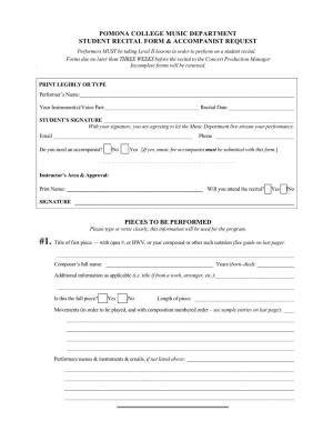 Student Recital/Accompanist Request Form