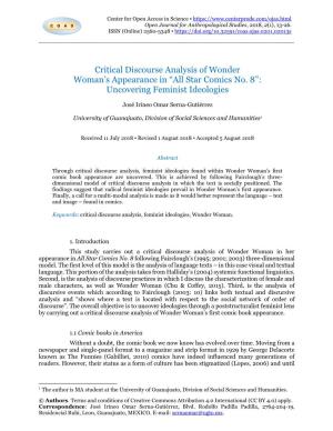 Critical Discourse Analysis of Wonder Woman's Appearance in “All Star