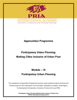 Module III Participatory Urban Planning