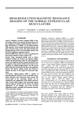 High-Resolution Magnetic Resonance Imaging of the Normal Extraocular Musculature