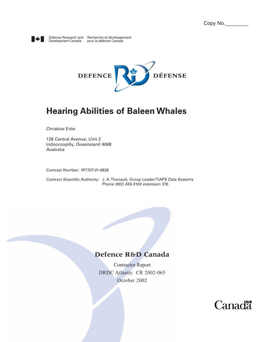 Hearing Abilities of Baleen Whales