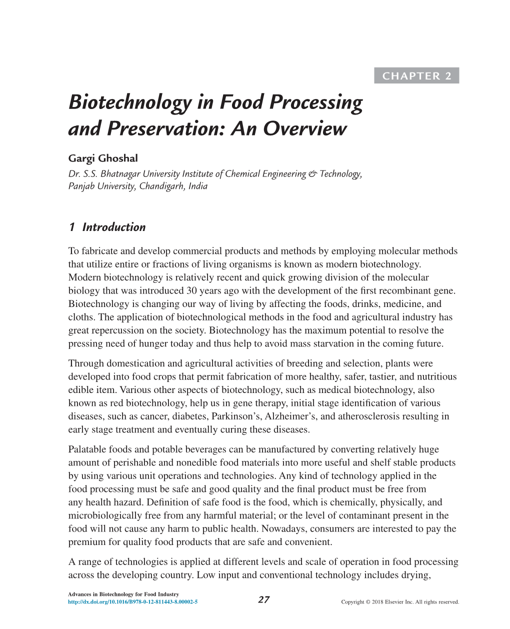 CHAPTER 2 Biotechnology in Food Processing and Preservation: an Overview