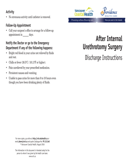 After Internal Urethrotomy Surgery: Discharge Instructions