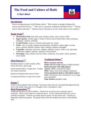 The Food and Culture of Haiti: a Fact Sheet 1