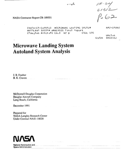 Microwave Landing System Autoland System Analysis