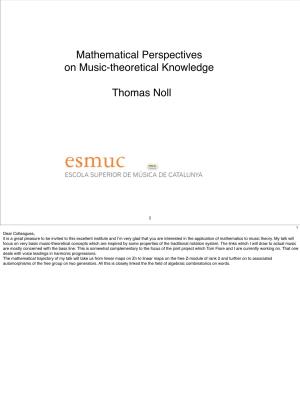 Mathematical Perspectives on Music-Theoretical Knowledge