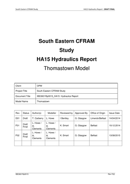South Eastern CFRAM Study HA15 Hydraulics Report Thomastown