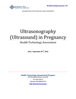 Ultrasonography (Ultrasound) in Pregnancy Health Technology Assessment