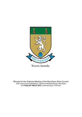 Minutes for the Ordinary Meeting of the Murchison Shire Council