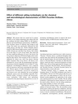 Effect of Different Salting Technologies on the Chemical and Microbiological Characteristics of PDO Pecorino Siciliano Cheese