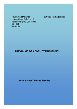 The Cause of Conflict in Burundi