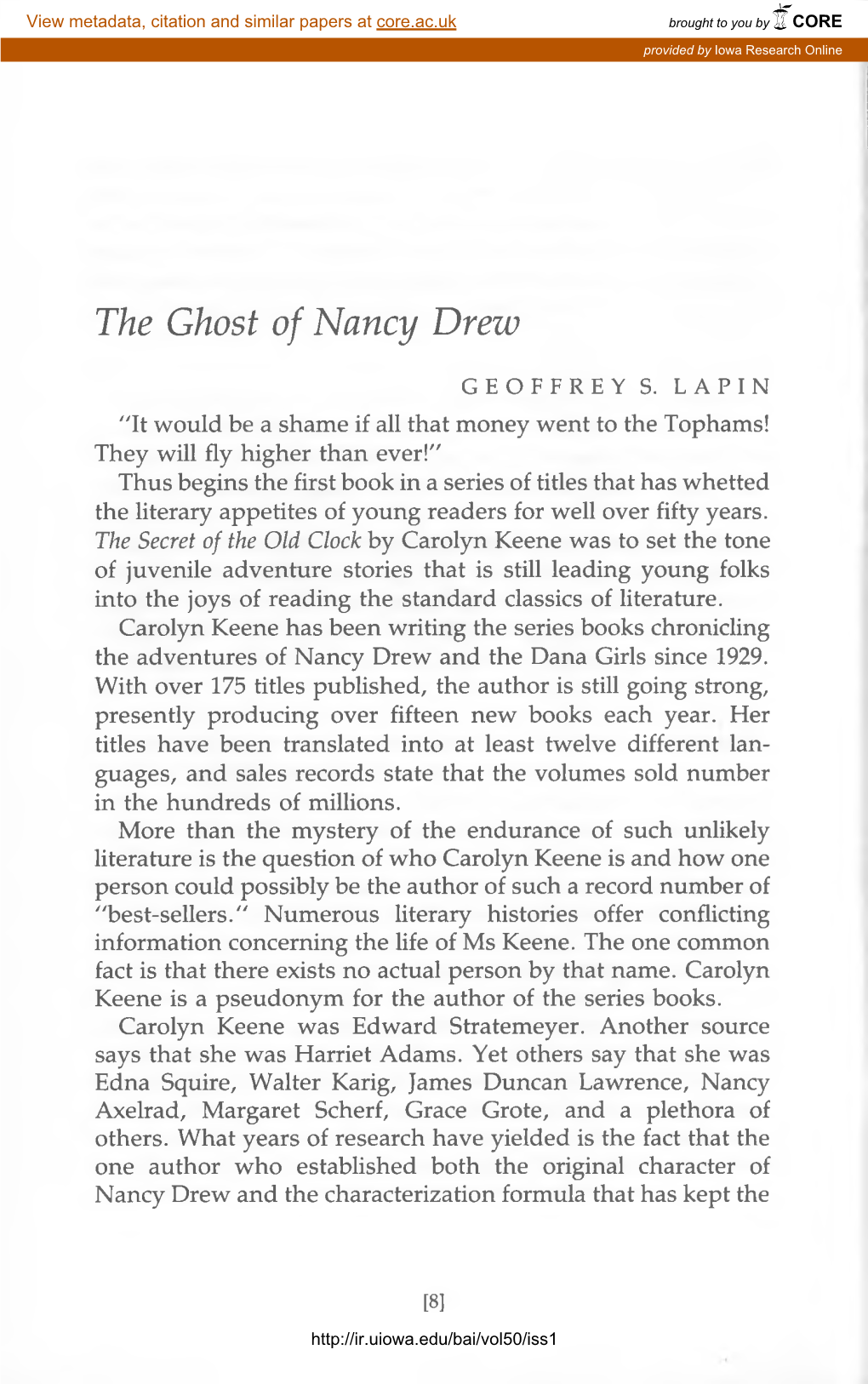 The Ghost of Nancy Drew