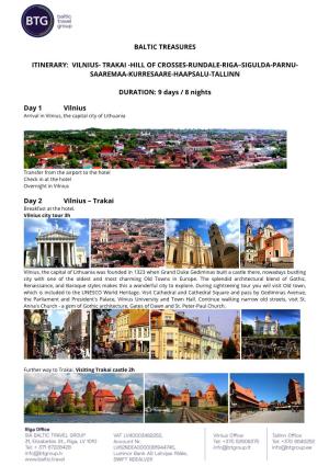 Baltic Treasures Itinerary: Vilnius