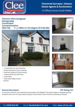 Cheriton Villa Llanegwad Nantgaredig Carmarthen Carmarthenshire SA32 7NJ Price Offers in the Region of £163,500
