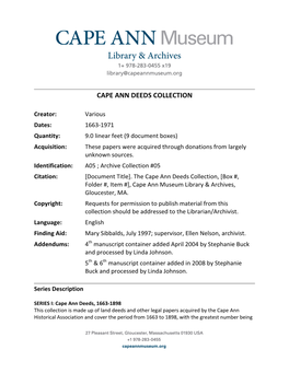 Cape Ann Deeds Collection