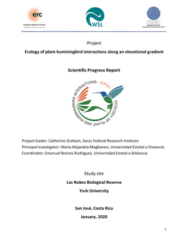Project Scientific Progress Report Study Site