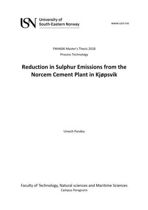 Reduction in Sulphur Emissions from the Norcem Cement Plant in Kjøpsvik
