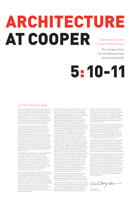 The Irwin S. Chanin School of Architecture the Cooper Union For