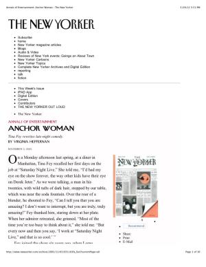 Anchor Woman : the New Yorker 3/28/11 5:51 PM