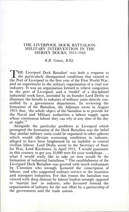 The Liverpool Dock Battalion: Military Intervention in the Mersey Docks, 1915-1918