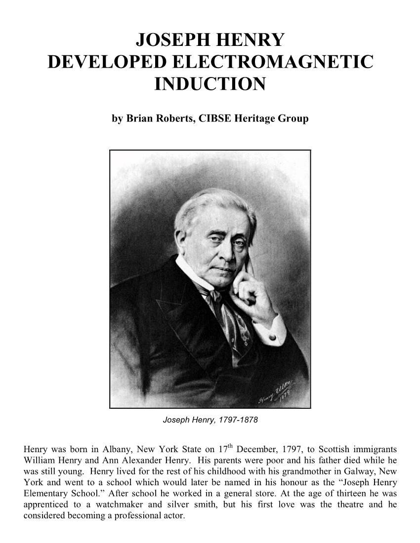 Joseph Henry Developed Electromagnetic Induction