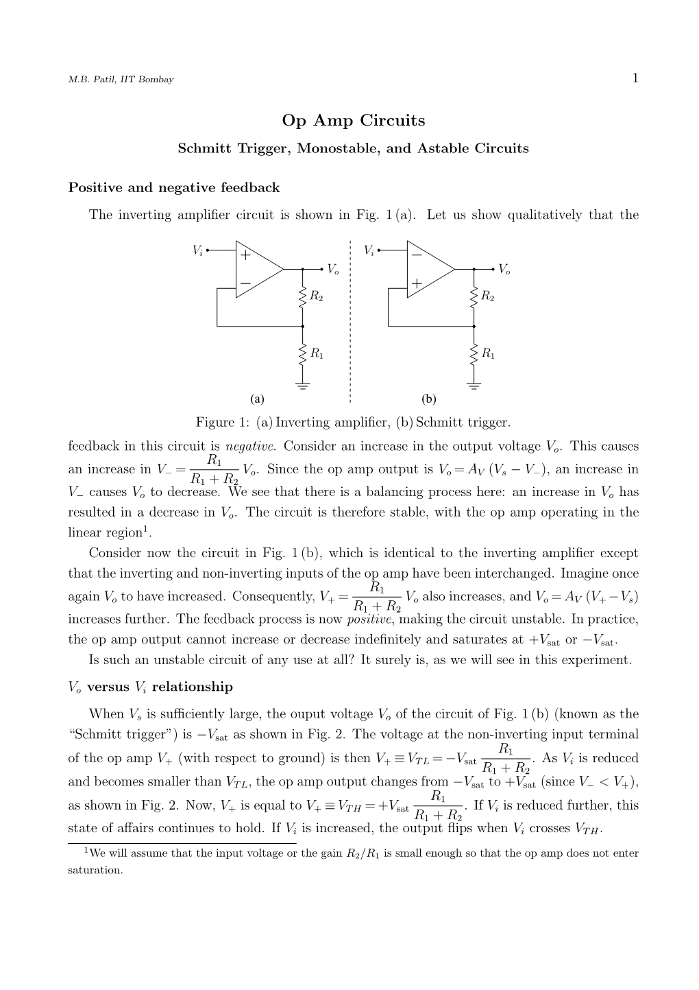 Op Amp Circuits Schmitt Trigger, Monostable, and Astable Circuits