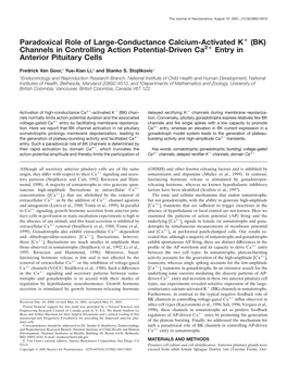 BK Channels in Controlling Action Potential-Driven Ca2؉ Entry in Anterior Pituitary Cells