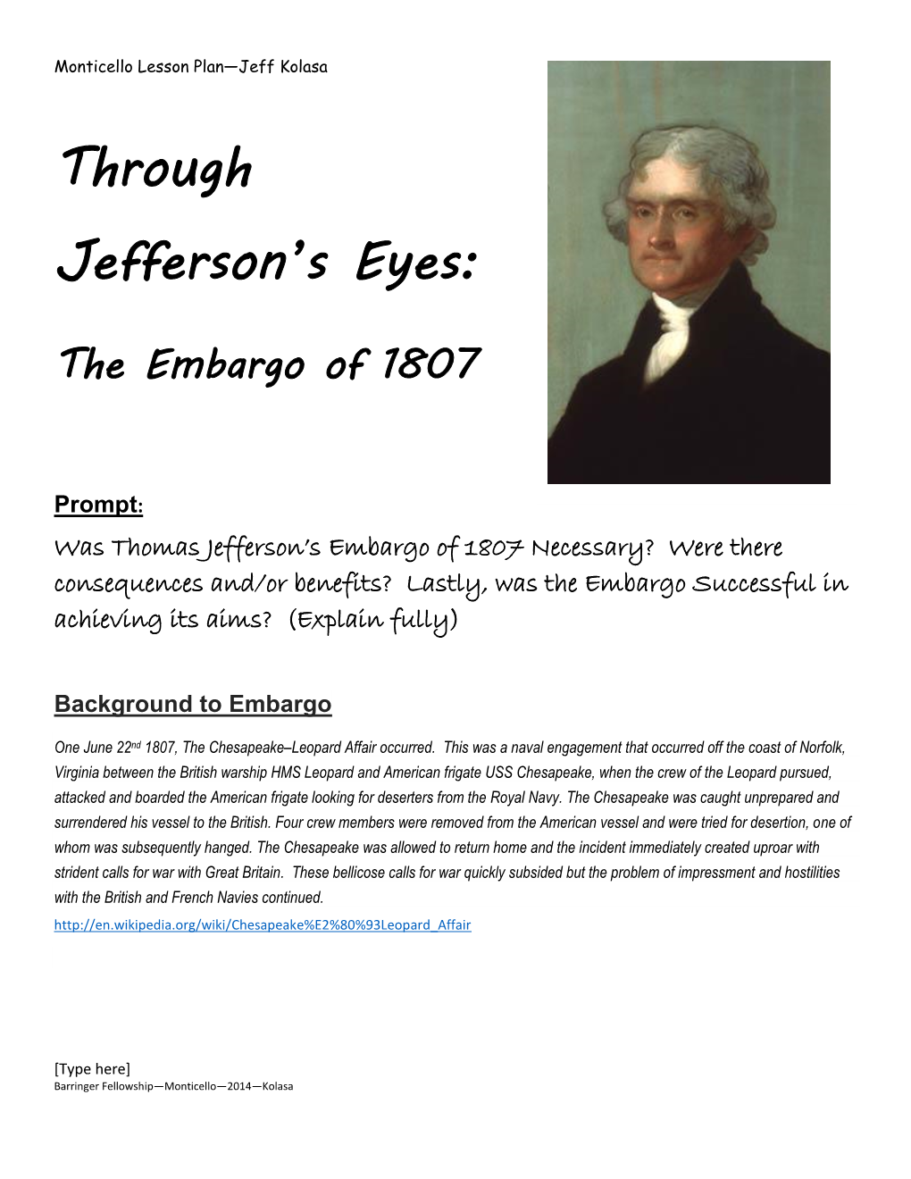 Through Jefferson's Eyes