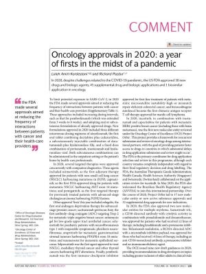 Oncology Approvals in 2020: a Year of Firsts in the Midst of a Pandemic