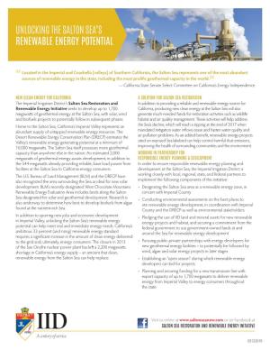 Unlocking the Salton Sea's Renewable Energy Potential