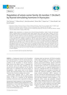 (Slc26a7) by Thyroid Stimulating Hormone in Thyrocytes