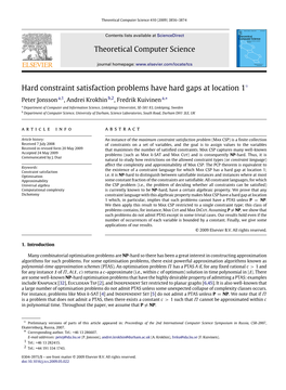 Theoretical Computer Science Hard Constraint Satisfaction