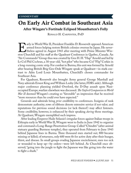 On Early Air Combat in Southeast Asia After Wingate’S Fortitude Eclipsed Mountbatten’S Folly