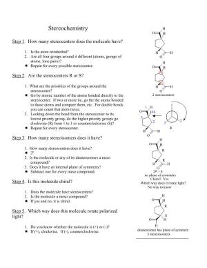 Stereochemistry H O H Step 1