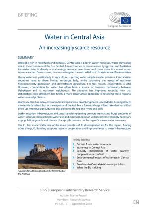 Water in Central Asia an Increasingly Scarce Resource