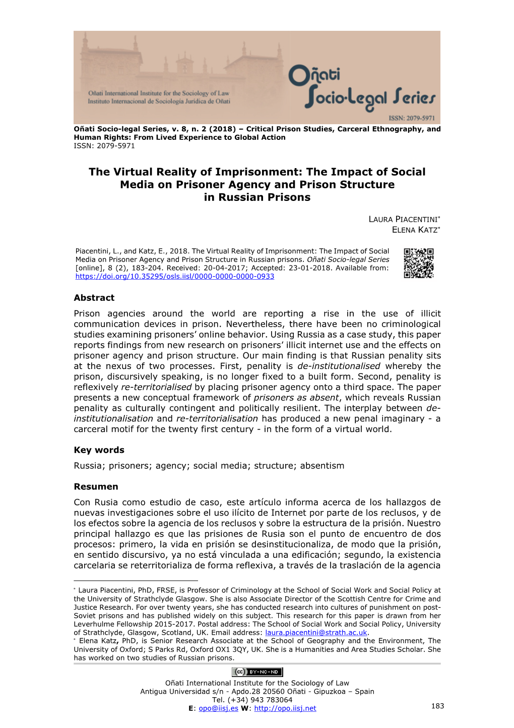 The Impact of Social Media on Prisoner Agency and Prison Structure in Russian Prisons