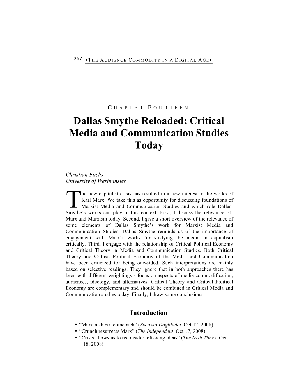 The Audience Commodity in a Digital Age My Chapter