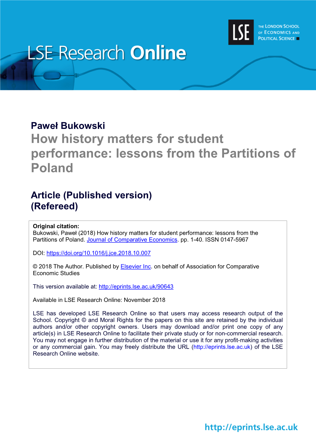 How History Matters for Student Performance: Lessons from the Partitions of Poland